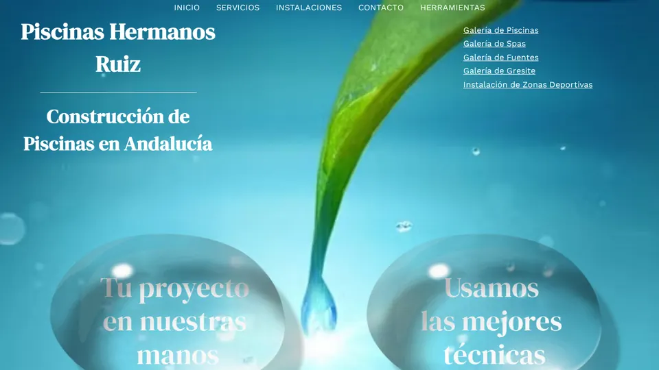 Portada de la web de Piscinas Hnos Ruiz